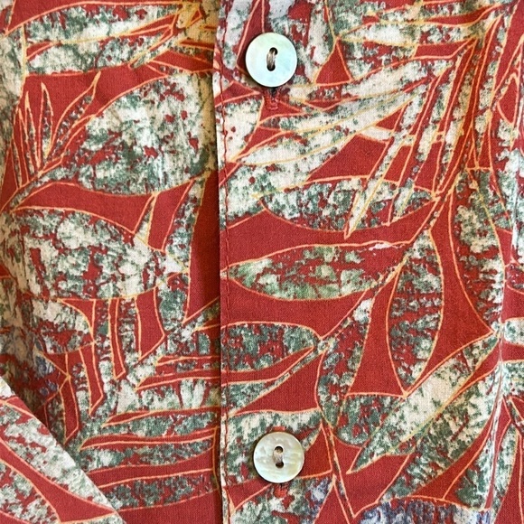 Tori Richard  Rust, Green and Cream Tropical Palms Button Down Shirt Men’s Large - Picture 6 of 9